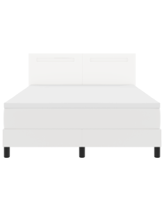 Letto a molle con materasso Bianco 160 x 200 cm Pelle sintetica