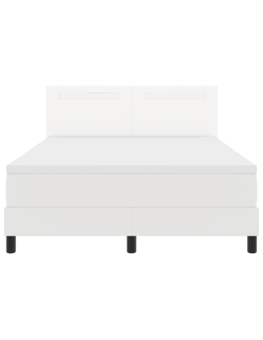 Letto a molle con materasso Bianco 160 x 200 cm Pelle sintetica