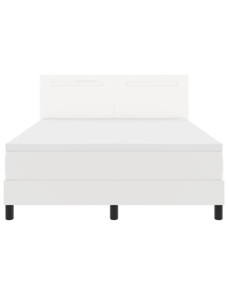 Letto a molle con materasso Bianco 160 x 200 cm Pelle sintetica