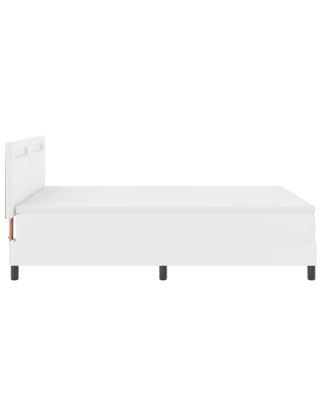 Letto a molle con materasso Bianco 160 x 200 cm Pelle sintetica