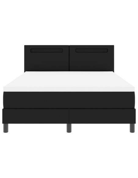 Letto a molle  con materasso nero 140x200 cm in pelle sintetica, Testiera  design semplice nero 140 cm in pelle sintetica