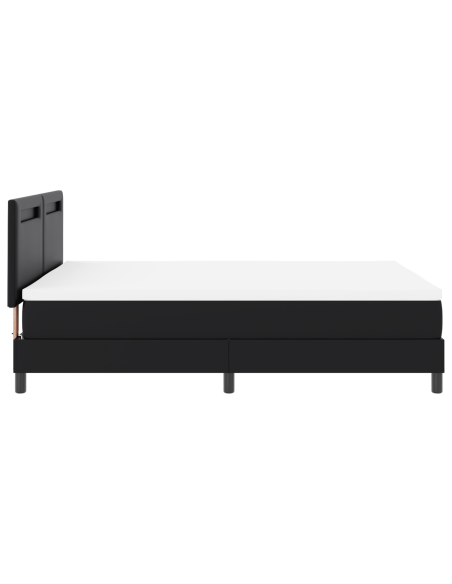 Letto a molle  con materasso nero 140x200 cm in pelle sintetica, Testiera  design semplice nero 140 cm in pelle sintetica