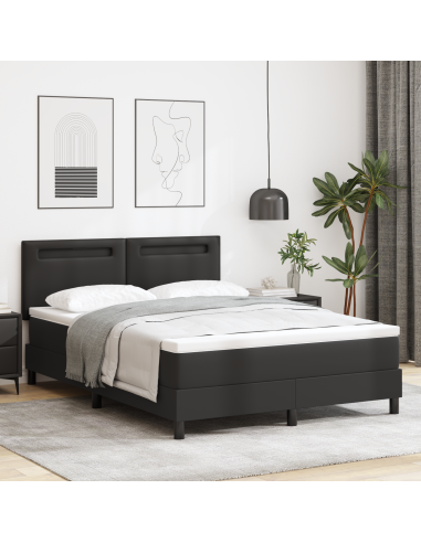 Letto a molle con materasso Nero 140 x 200 cm Pelle sintetica