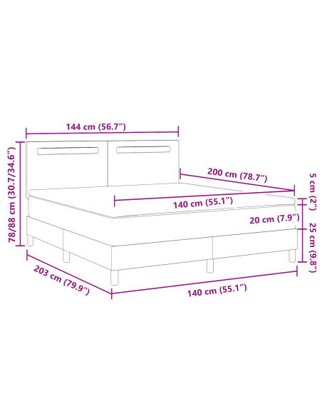 Letto a Molle Box  con Materasso Cappuccino 140x200 cm in Ecopelle, Testiera Lisa Design Cappuccino 140 cm in Ecopelle
