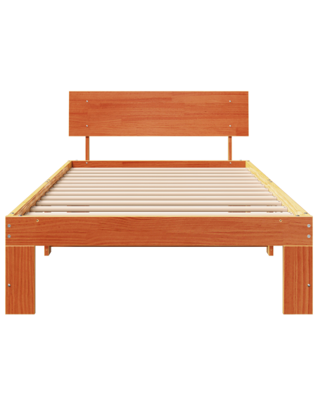 Struttura Letto con Testiera Marrone Cerato 75x190 cm Legno massello di pino