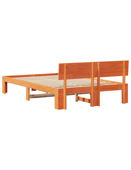 Struttura Letto con Testata Marrone Cerato 120x190 cm Legno Massello di Pino