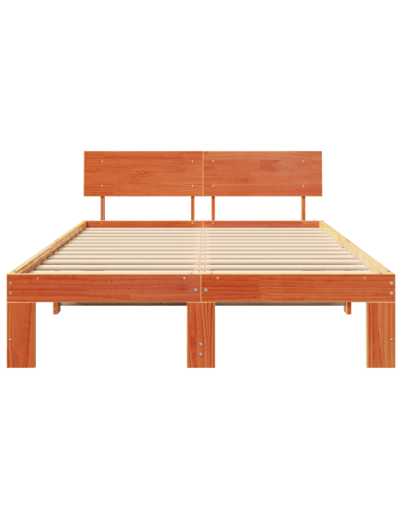 Struttura Letto con Testata Marrone Cerato 120x190 cm Legno Massello di Pino