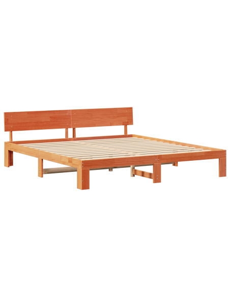 Struttura Letto con Testiera Marrone Cerato 180x200 cm Legno Massello di Pino