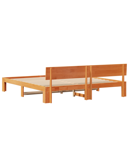 Struttura Letto con Testiera Marrone Cerato 180x200 cm Legno Massello di Pino