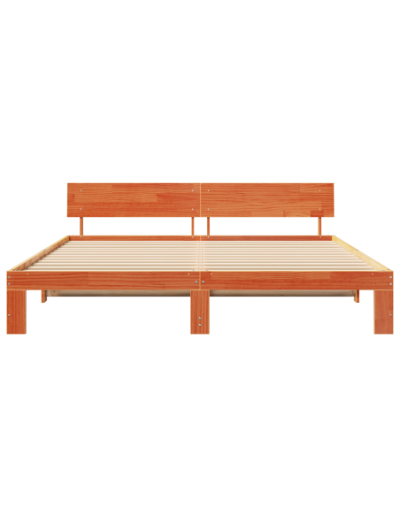 Struttura Letto con Testiera Marrone Cerato 180x200 cm Legno Massello di Pino