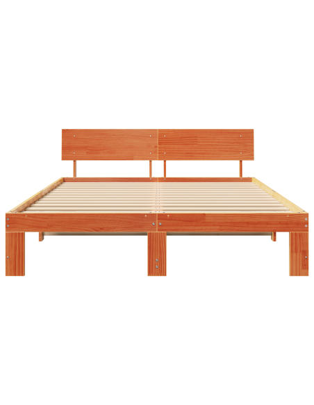 Struttura Letto con Testiera Marrone Cerato 140x200 cm Legno Massello di Pino