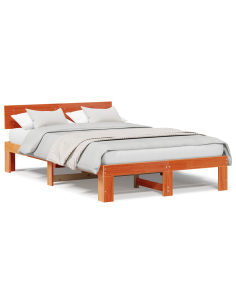Struttura del letto Marrone cerato 140 x 190 cm Pino massello 2