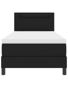 Letto a molle con materasso Nero 90 x 190 cm Pelle sintetica