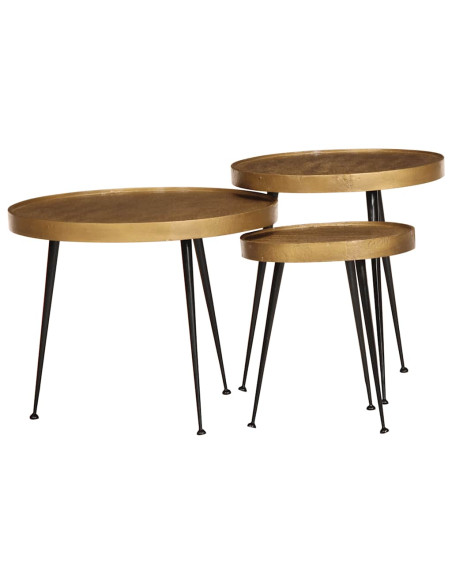 Tavolini da Salotto 3 pz Oro in Legno Multistrato