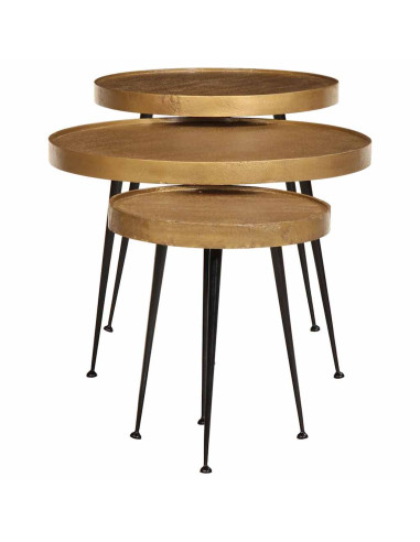 Tavolini da Salotto 3 pz Oro in Legno Multistrato