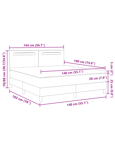 Letto a molle con materasso Nero 140 x 190 cm Pelle sintetica