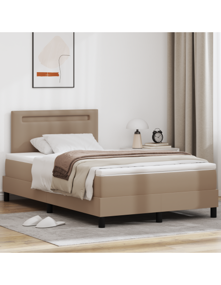 Letto a Rete con Materasso Cappuccino 120x200 cm Pelle Sintetica