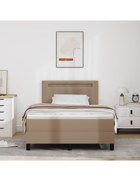 Letto a Rete con Materasso Cappuccino 120x200 cm Pelle Sintetica