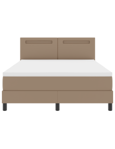 Letto a molle Cappuccino 140 x 190 cm Pelle sintetica