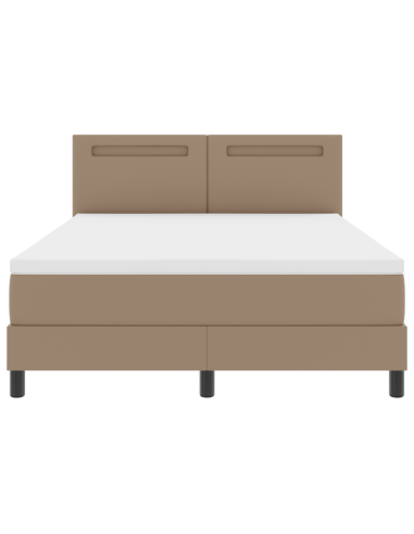 Letto a molle Cappuccino 140 x 190 cm Pelle sintetica