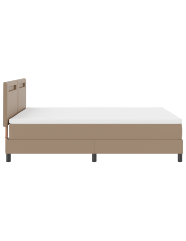 Letto a molle Cappuccino 140 x 190 cm Pelle sintetica