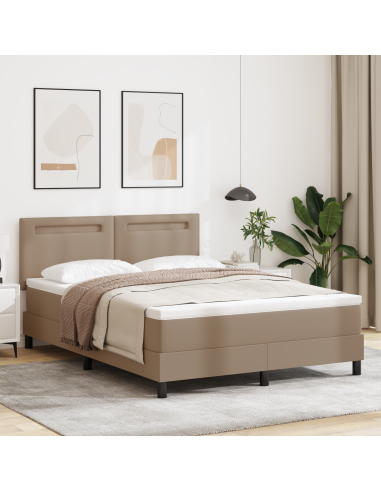 Letto a molle Cappuccino 140 x 190 cm Pelle sintetica