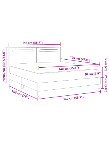 Letto a molle Cappuccino 140 x 190 cm Pelle sintetica