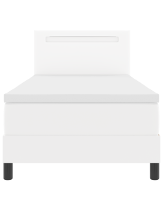 Letto a molle con materasso Bianco 100 x 200 cm Pelle sintetica