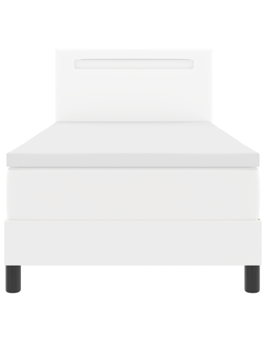 Letto a molle con materasso Bianco 100 x 200 cm Pelle sintetica