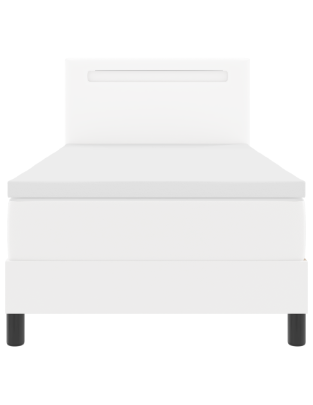 Letto a molle con materasso Bianco 100 x 200 cm Pelle sintetica