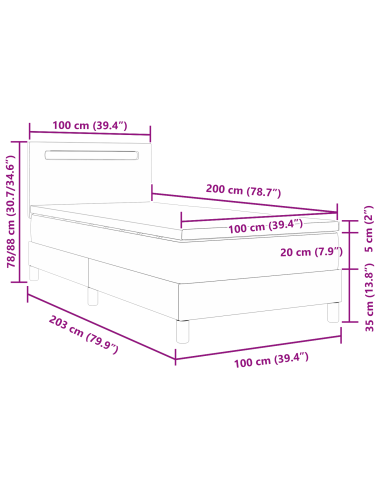 Letto a molle con materasso Bianco 100 x 200 cm Pelle sintetica