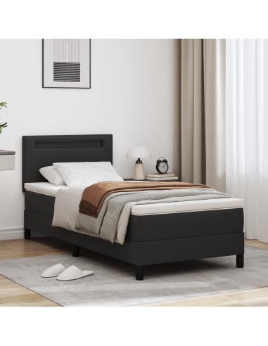 Letto a molle con materasso Nero 100 x 200 cm Pelle sintetica