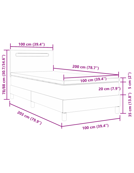 Letto a molle Cappuccino 100 x 200 cm Pelle sintetica