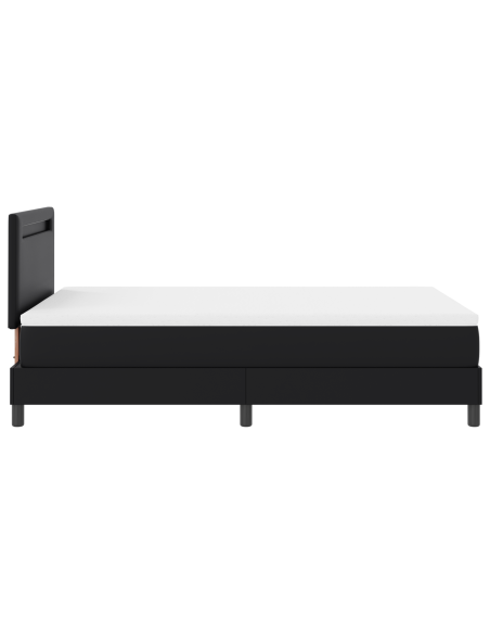 Letto Box Spring con Materasso Nero 120x200 cm in Pelle Sintetica