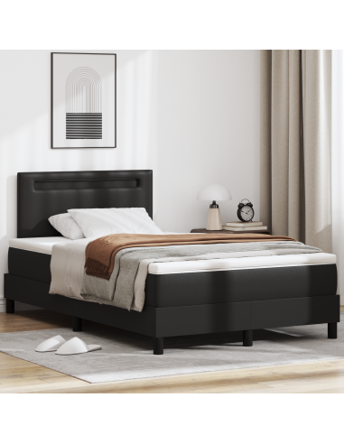 Letto a molle con materasso Nero 120 x 200 cm Pelle sintetica