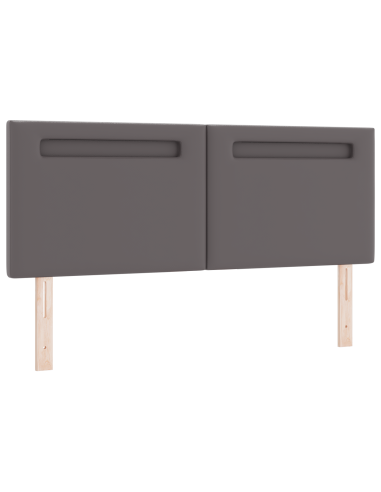 Testiera LED Grigio 160 cm Pelle Sintetica