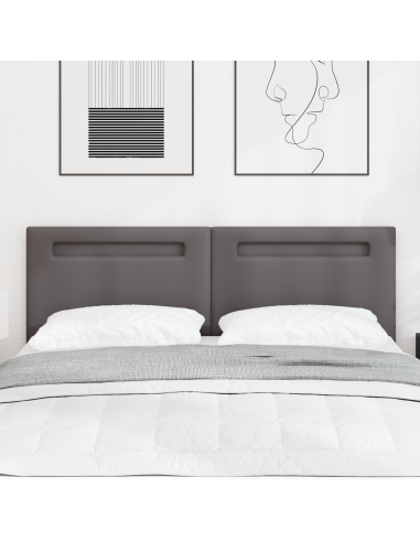 Testiera LED Grigio 160 cm Pelle Sintetica