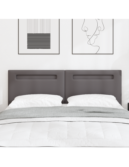 Testiera LED Grigio 160 cm Pelle Sintetica