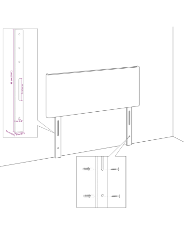 Testiera LED Grigio 160 cm Pelle Sintetica