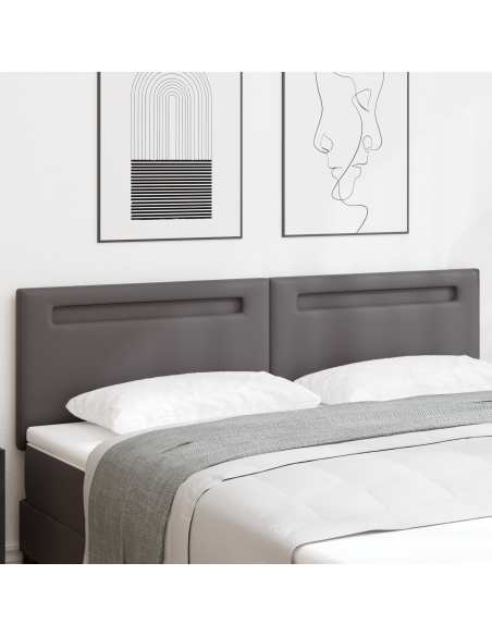 Testiera LED Grigio 180 cm Pelle Sintetica