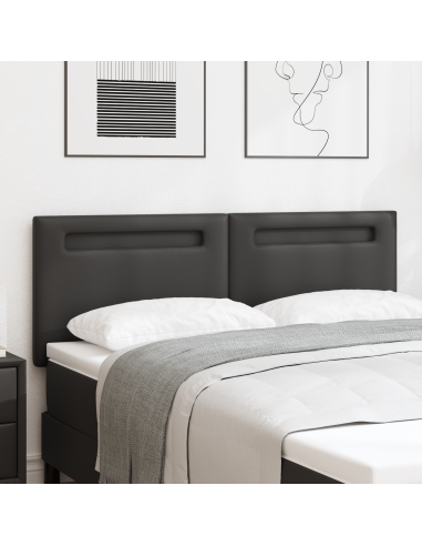 Testiera LED Nero 160 cm Pelle Sintetica