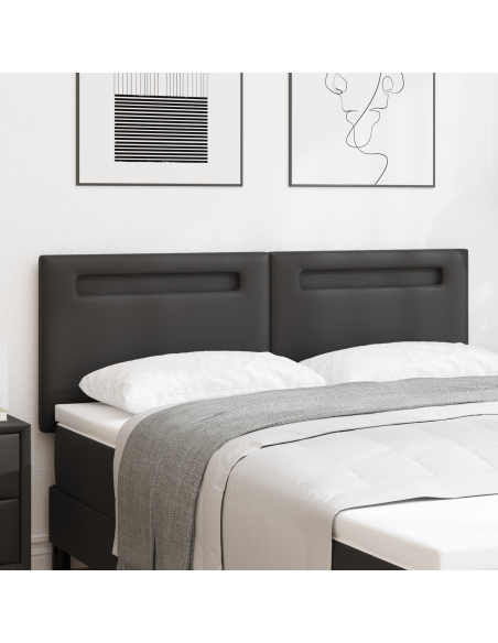 Testiera LED Nero 160 cm Pelle Sintetica