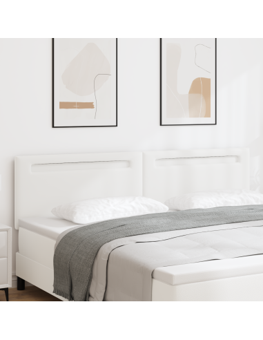 Testiera LED Bianco 200 cm Pelle Sintetica