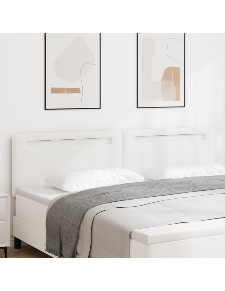 Testiera LED Bianco 200 cm Pelle Sintetica