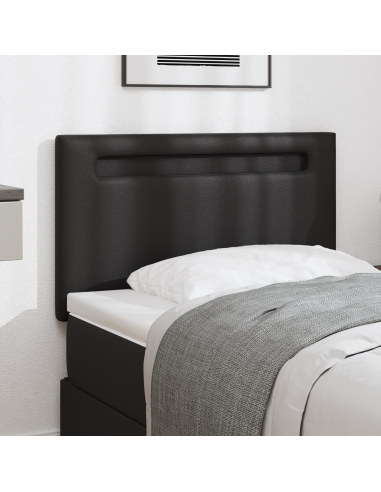 Testiera LED Nero 90 cm Pelle Sintetica