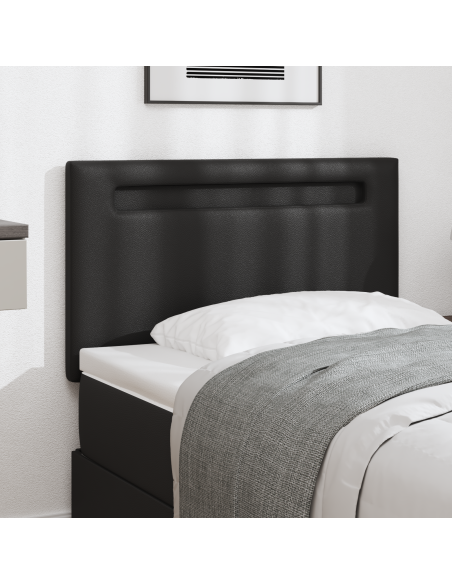 Testiera LED Nero 90 cm Pelle Sintetica