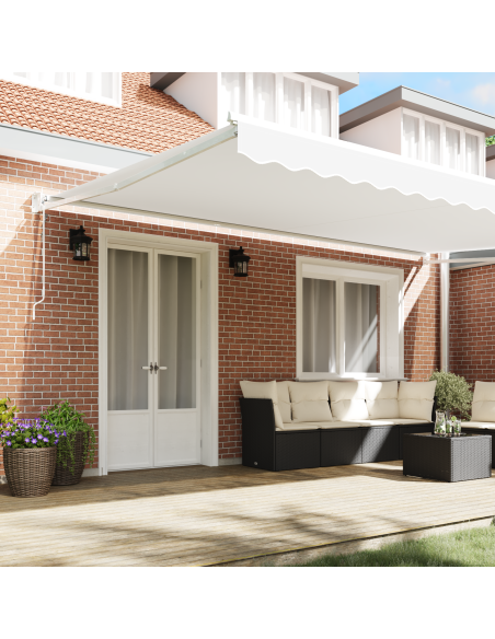 Tenda Retrattile Automatica Bianca 500x300 cm, Tessuto di ricambio per tende  per telaio 5x3 m Bianco