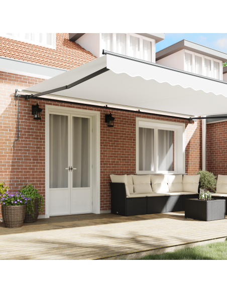 Tenda Retrattile Automatica Bianca 500x300 cm, Tessuto di Ricambio per Tenda  5x3 m Bianca