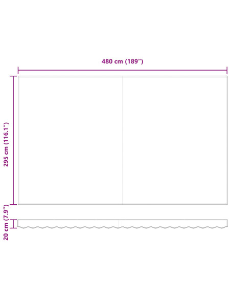 Tenda Retrattile Manuale con LED Bianca 500x300 cm, Tessuto di Sostituzione per Tenda  5x3 m Bianca