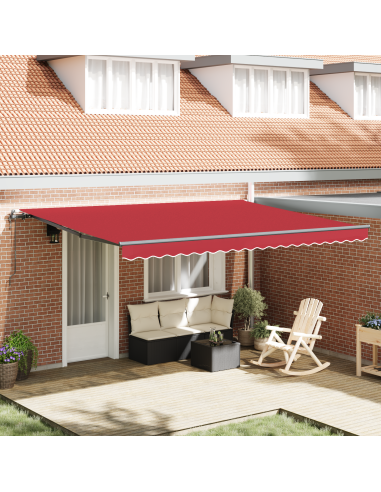 Tenda Retrattile Rosso 450 × 350 cm Tessuto e Alluminio